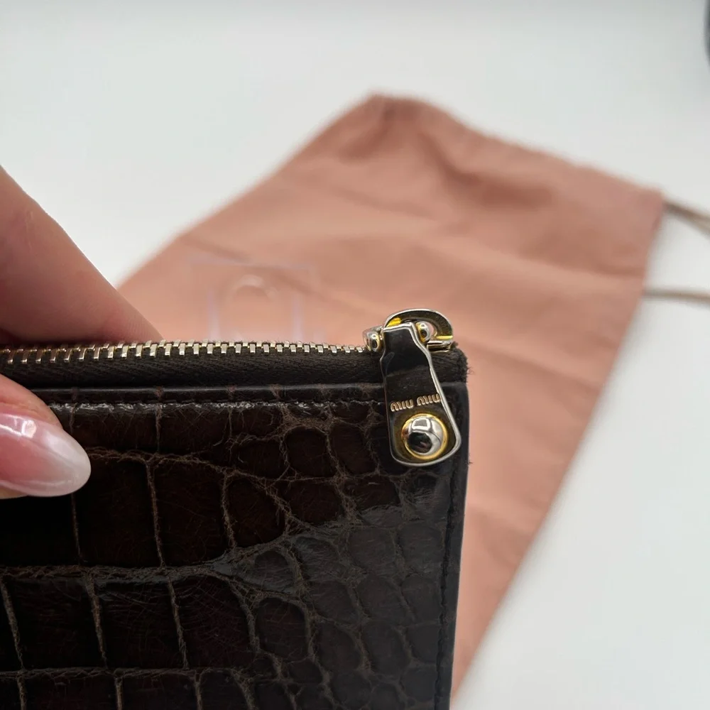 Miu Miu Crocodile Embossed Wallet w/ Dustbag - Picture 3 of 9